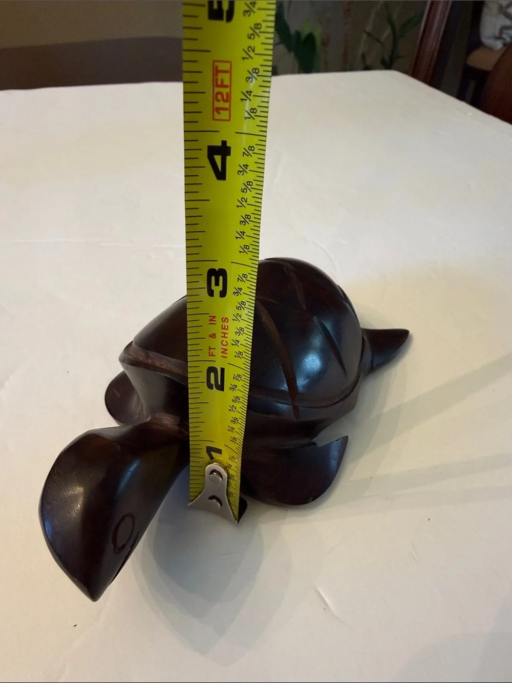 Vintage Hand Carved Wood Turtle Figurine Sea Turtle Sculpture Home Decor